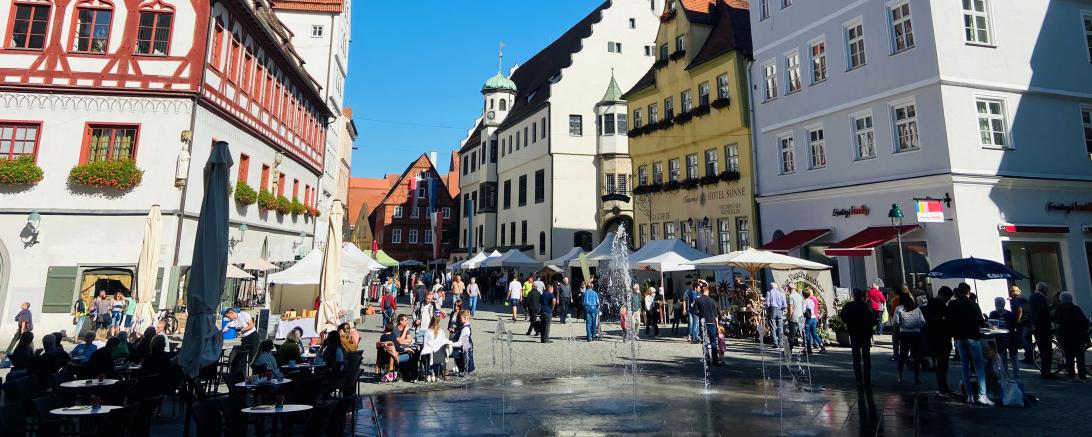 Wasserspiel am Nördlinger Marktplatz.