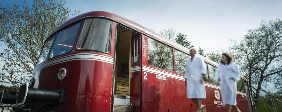 Wer mag, kann nach der Radtour in Treuchtlingen in die Altmühltherme und dann mit der Bahn zurück.