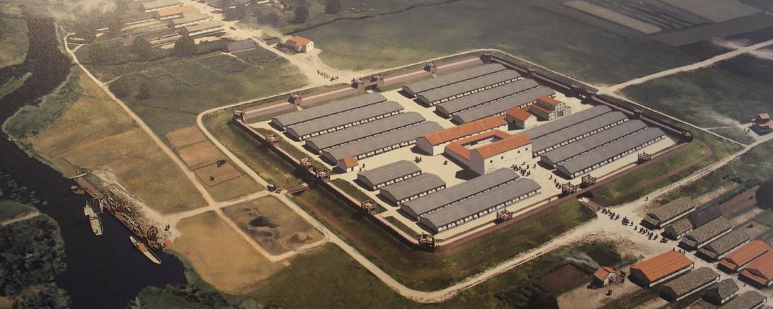 Eine Illustration des römischen Militärlagers Losodica bei Munningen von Peter Anders.