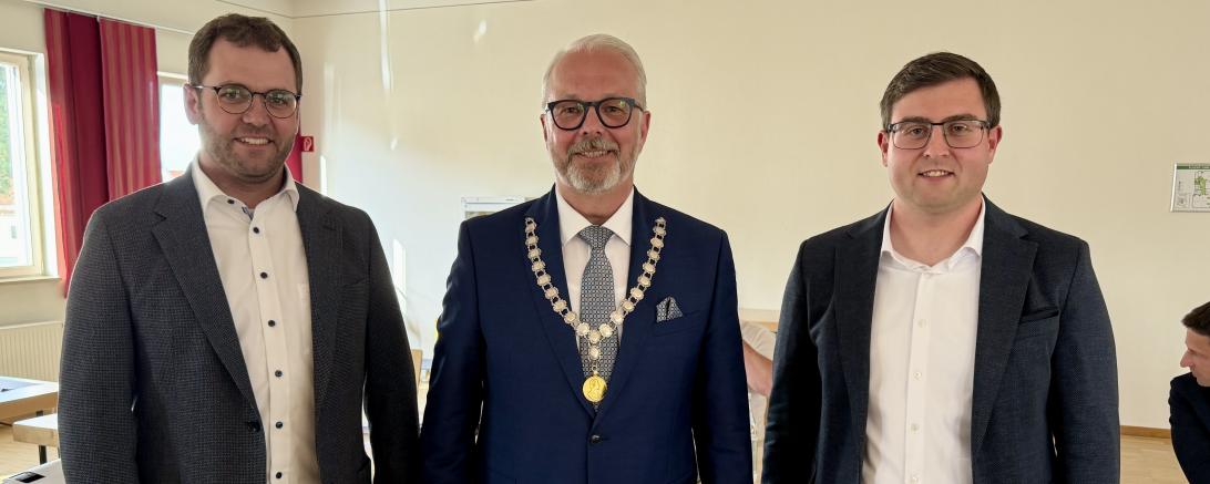 Die Bürgermeister der Stadt Rain (von links): Simon Briglmeier (3. Bürgermeister), Karl Rehm (1. Bürgermeister) und Manuel Paula (2. Bürgermeister). 