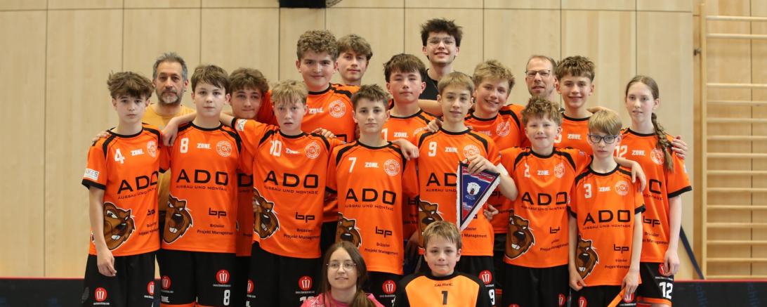 Die U15 Floorball-Mannschaft. 
