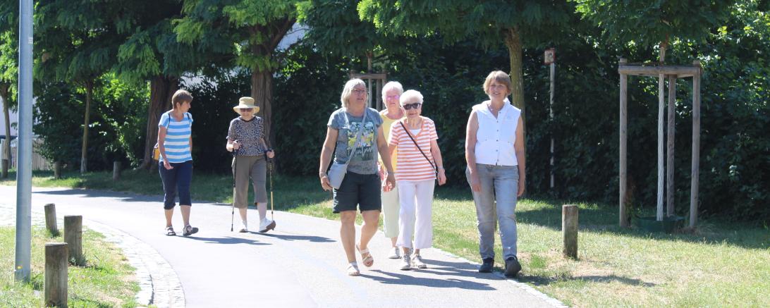 Beim Spaziergang rund um die Nördlinger Stadtmauer knüpfen die Teilnehmer Kontakte und sind bewegen sich an der frischen Luft. 