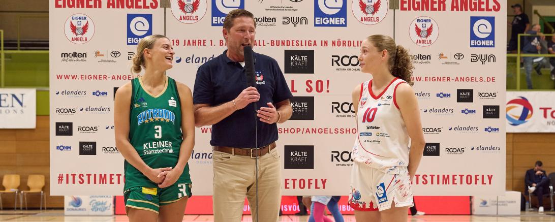 Alex Wilke und Jana Koch nach dem Spiel im Interview mit Thomas Lambertz