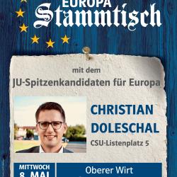 Plakat des Europa Stammtisches in Wolferstadt