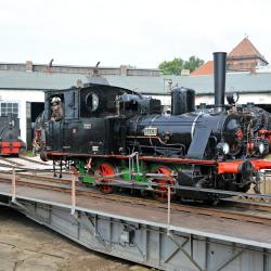 Lokomotive auf Drehscheibe im Bayerischen Eisenbahnmuseum in Nördlingen