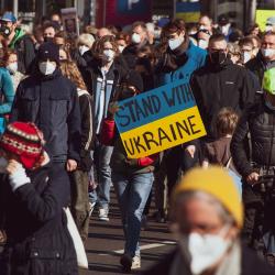 Zu sehen ist eine Demonstration für die Ukraine.