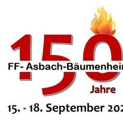 Das Bild zeigt das Plakat zur 150-Jahr-Feier der FFW Asbach-Bäumenheim.