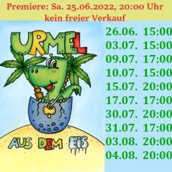 Das Bild zeigt das Plakat zur Vorstellung "Urmel aus dem Eis"