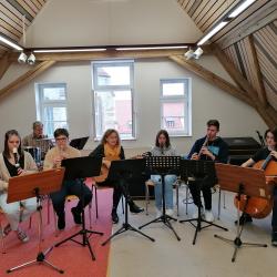 Blockflötenensemble Pfiffikus der Rieser Musikschule unter der Leitung von Elke Moll.