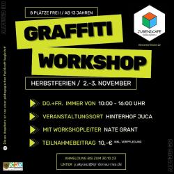 Das Bild zeigt einen Flyer vom Graffiti Workshop.