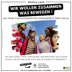 Das Bild zeigt einen fFyer des Jugendcafe Donauwörth.
