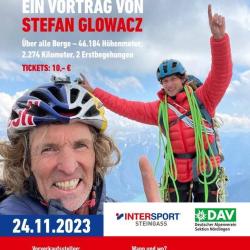Flyer für den Vortrag von Stefan Glowacz.