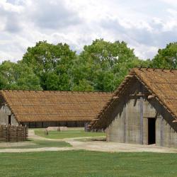 Die 3D-Computerrekonstruktion eines bandkeramischen Hauses.