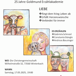 Das Bild zeigt ein Plakat der Goldmund Erzählakademie