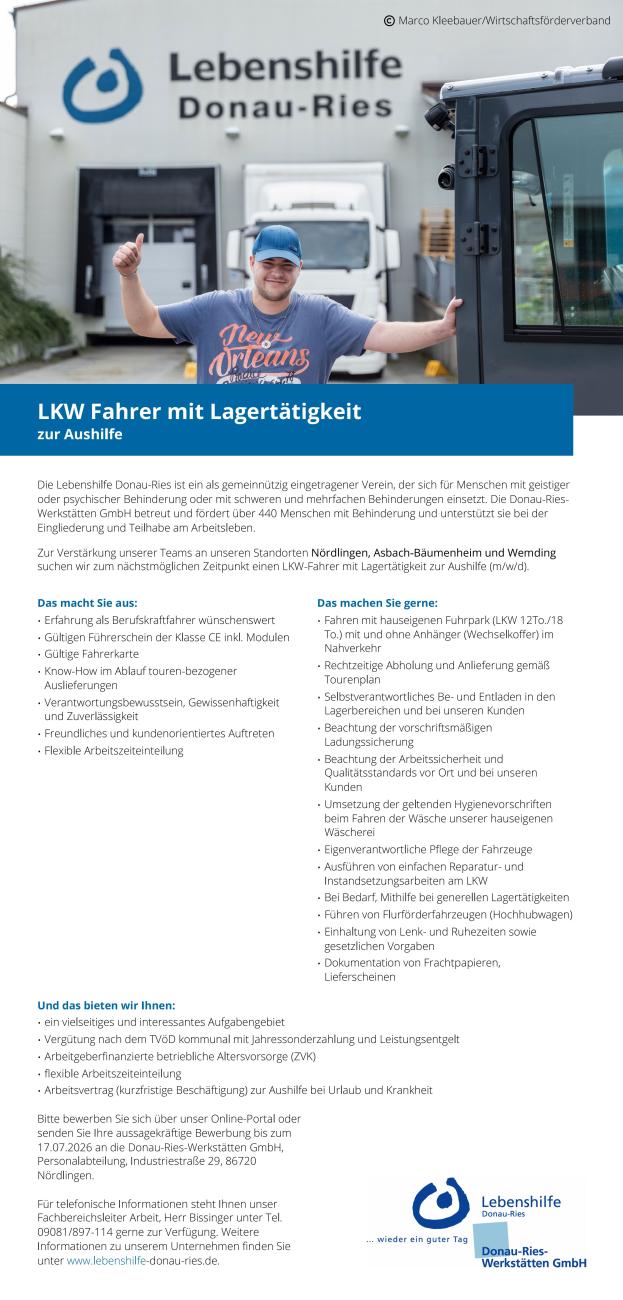 LKW Fahrer mit Lagertätigkeit